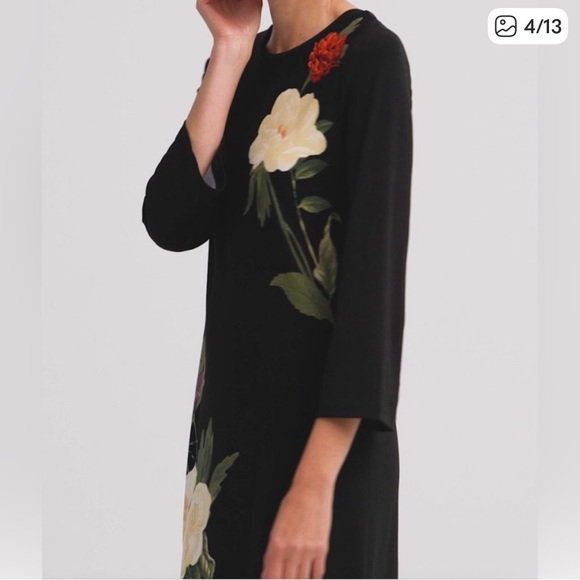 Chico's Flare Long Sleeve Black Floral Pattern Maxi Dress - Picture 14 of 14